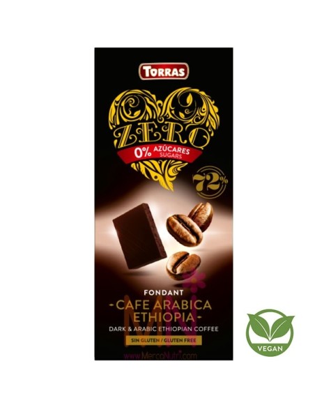 Chocolate negro 72% Café Arabica sin azúcar ZERO 100g