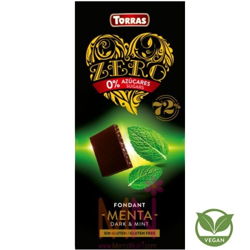Chocolate negro 72% Menta sin azúcar ZERO 100g