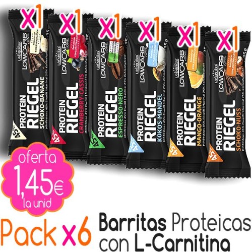 Pack x6 Barritas hiperproteicas con L-Carnitina