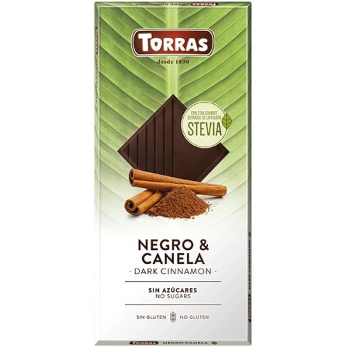 chocolate negro con stevia canela torras