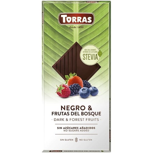 chocolate negro con stevia y frutos del bosque torras