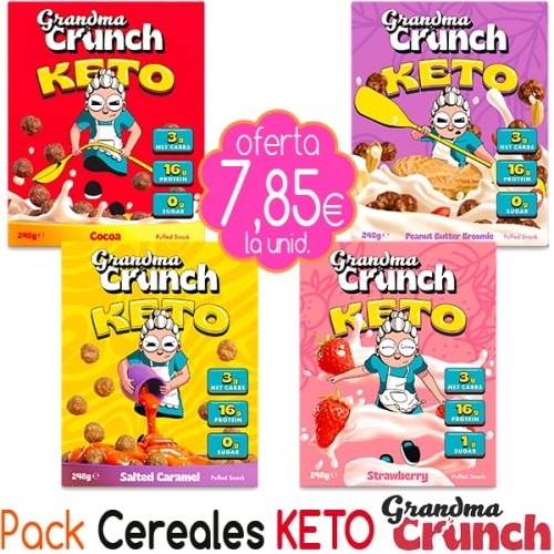 Pack cereales KETO Grandma Crunch 4x248g