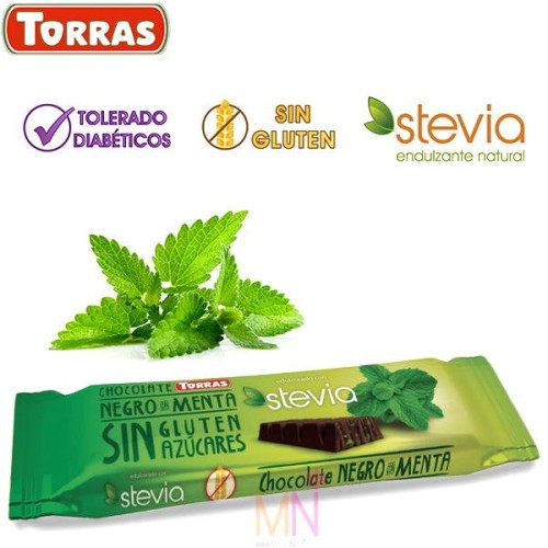 Chocolatina Stevia con Menta sin azúcar 35g